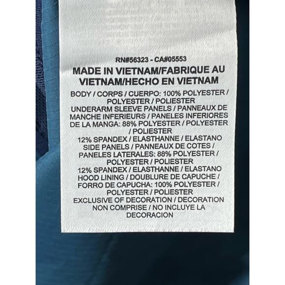 Nike Running Jacket Blue Print Size Medium Womens Windbreaker Hooded Zip Pockets - Picture 5 of 9